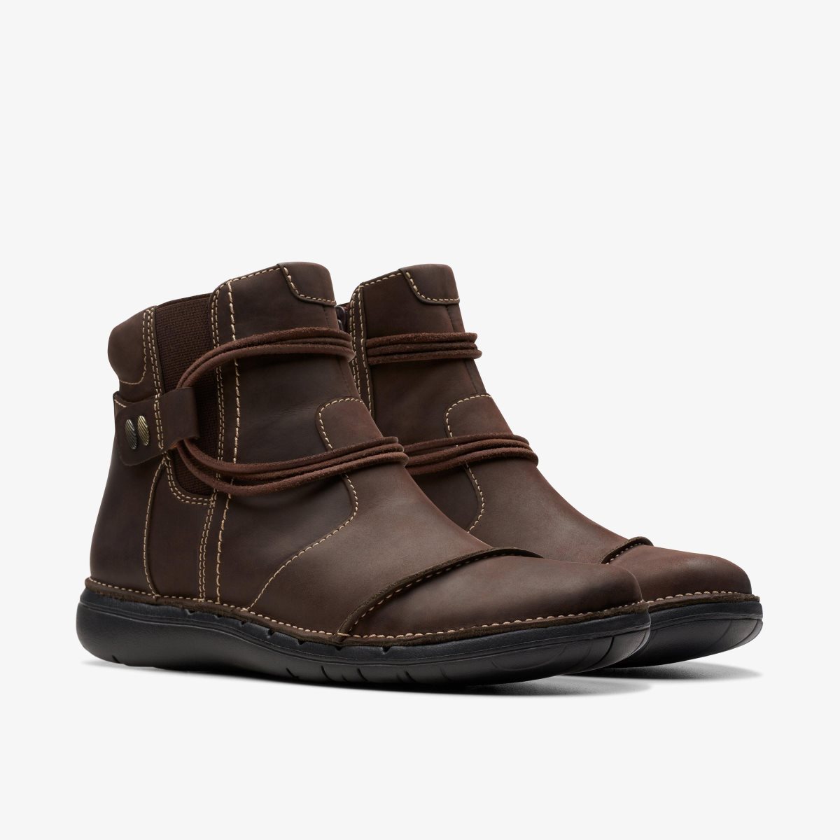 Clarks Un Loop Up Dark Brown Leather Støvler Dame Mørkebrune | HZUYR-3918