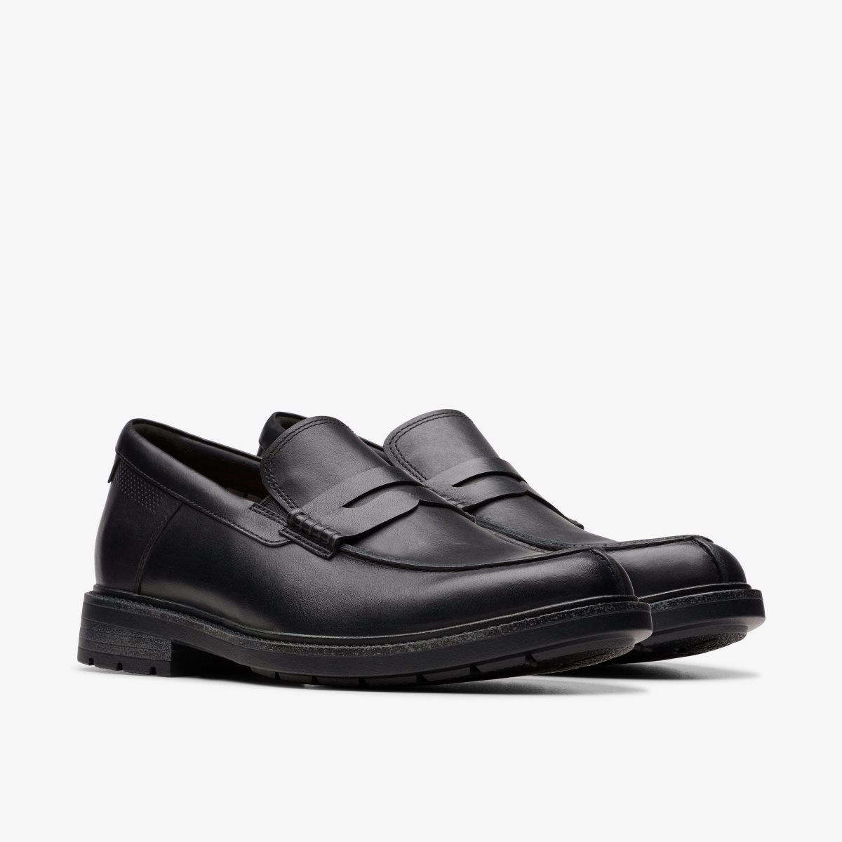 Clarks Un Shire Step Black Leather Pæne Sko Herre Sort | KHGBU-5721