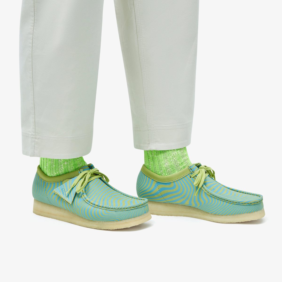 Clarks Wallabee Blue/Lime Print Wallabees Herre Blå Lysegrøn | TPICO-4320