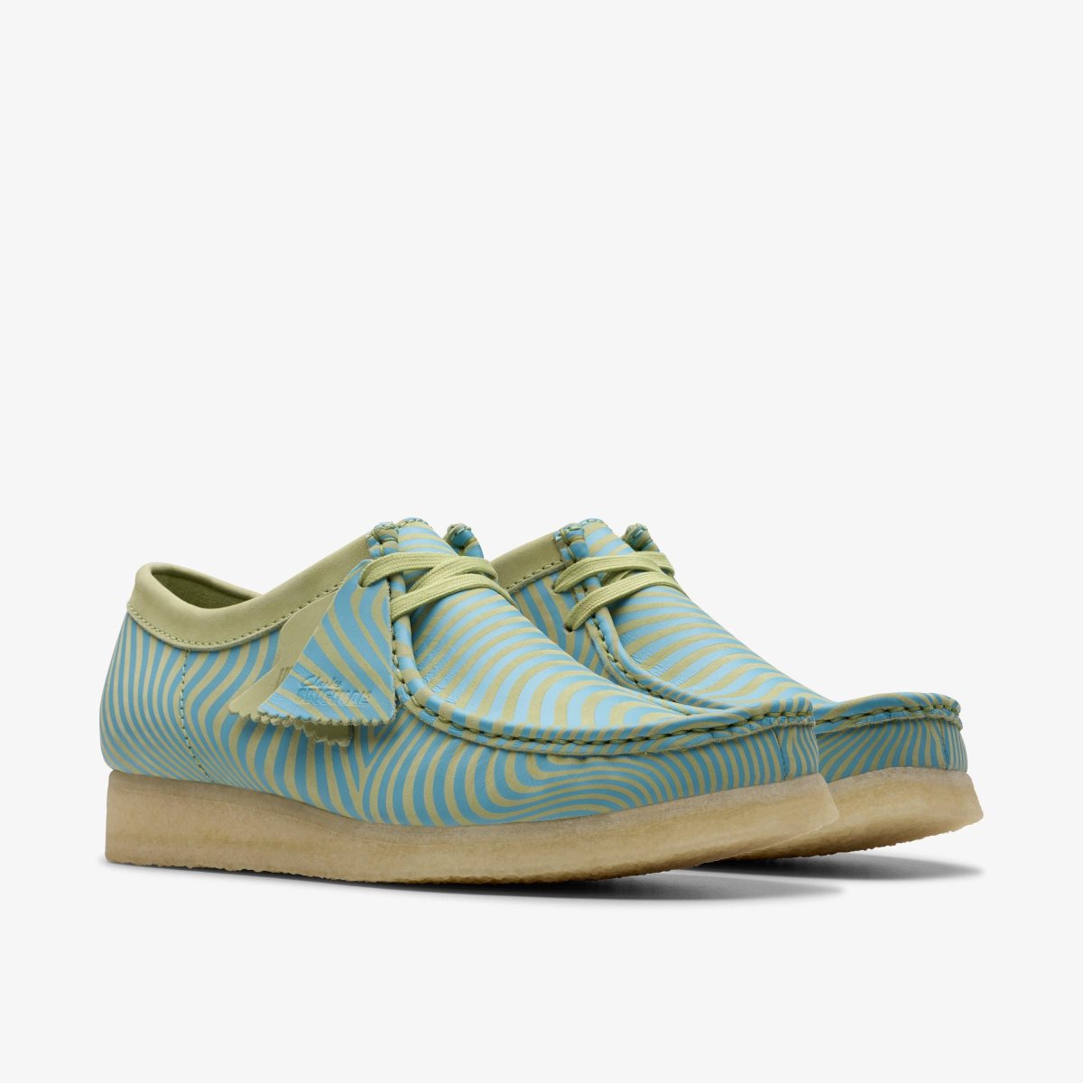 Clarks Wallabee Blue/Lime Print Wallabees Herre Blå Lysegrøn | TPICO-4320