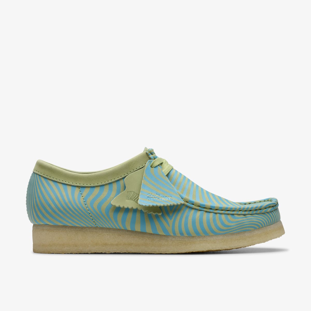 Clarks Wallabee Blue/Lime Print Wallabees Herre Blå Lysegrøn | TPICO-4320