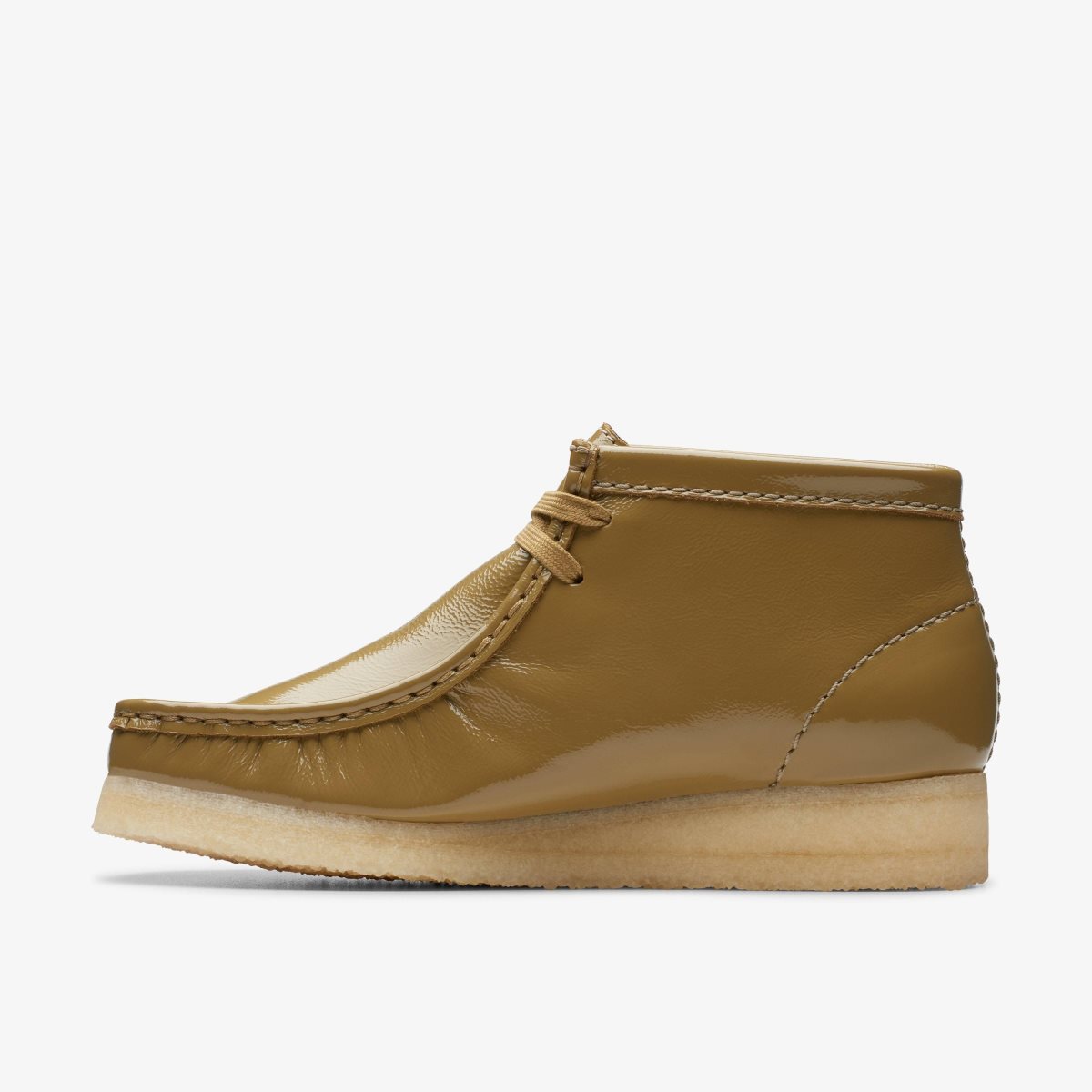 Clarks Wallabee Boot Dark Olive Patent Støvler Dame Mørkeolivengrøn | FZRWB-2938