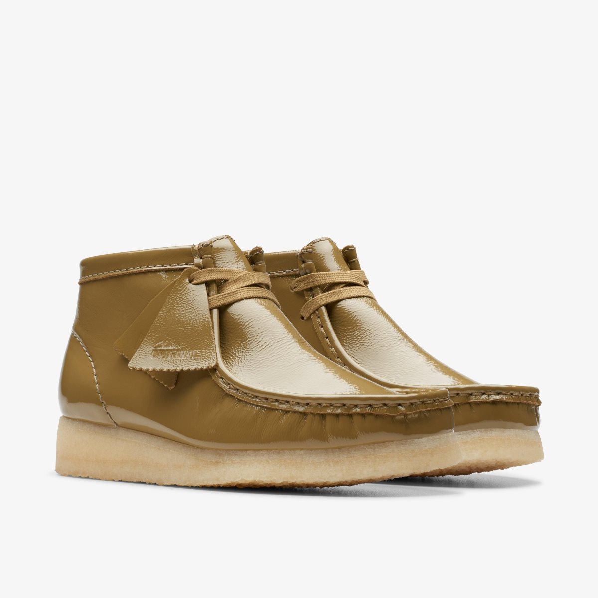 Clarks Wallabee Boot Dark Olive Patent Støvler Dame Mørkeolivengrøn | FZRWB-2938