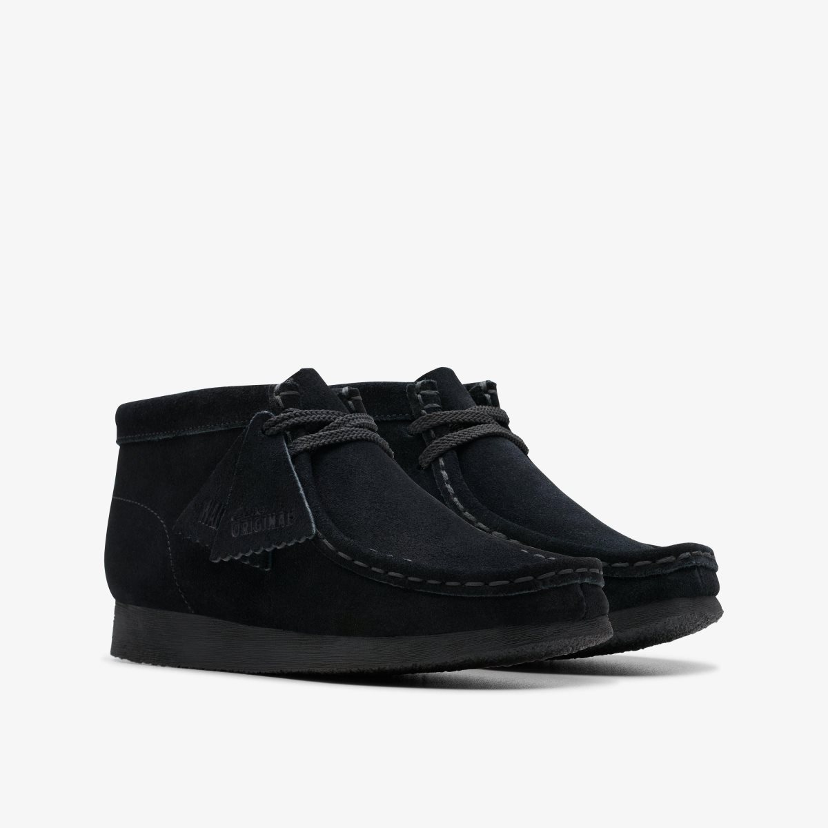 Clarks Wallabee Boot Older Black Suede Originale Sko Børn Sort | BCTJQ-8035