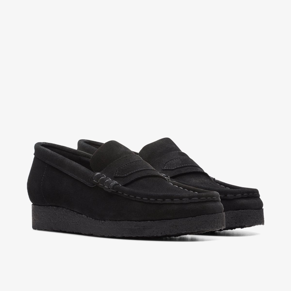 Clarks Wallabee Loafer Black Suede Slip Ons Dame Sort | IBYAH-5948