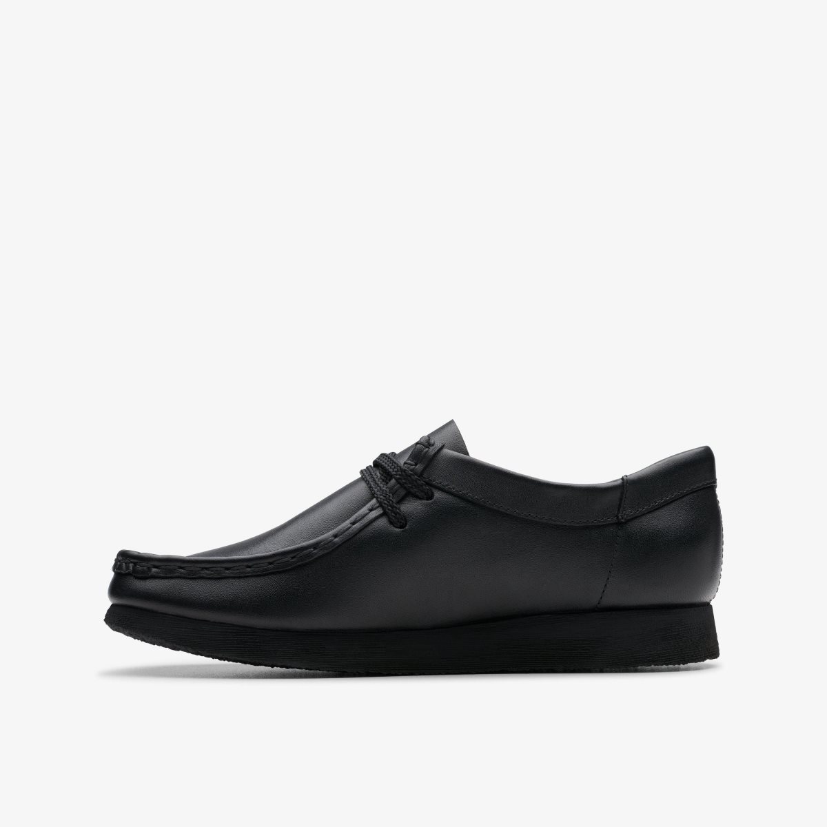 Clarks Wallabee Older Black Leather Originale Sko Børn Sort | AIEKH-0712