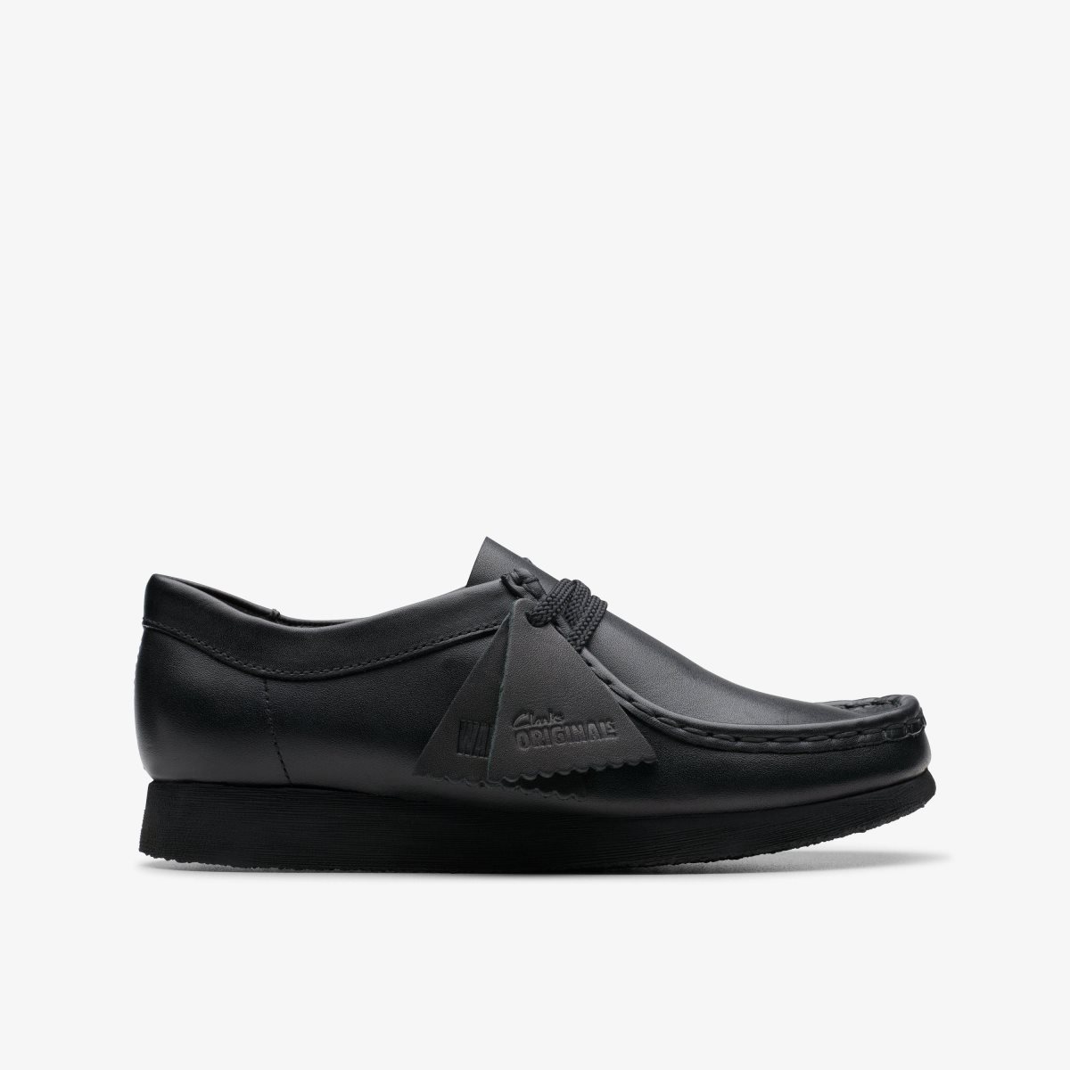 Clarks Wallabee Older Black Leather Originale Sko Børn Sort | AIEKH-0712