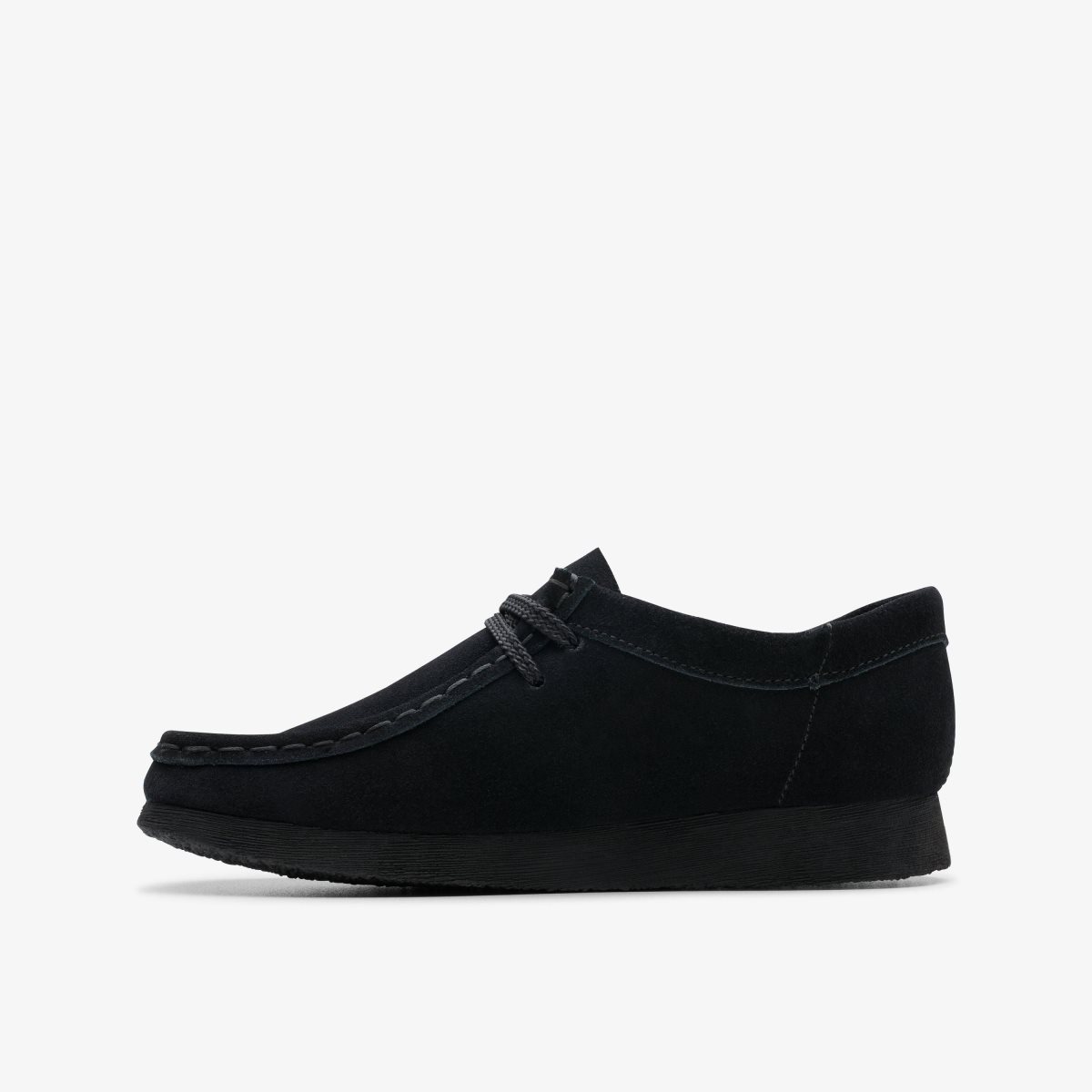 Clarks Wallabee Older Black Suede Originale Sko Børn Sort | OVBSL-4839