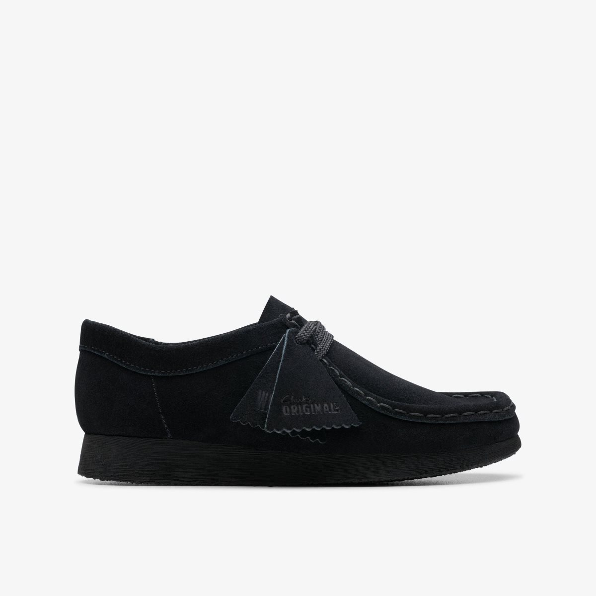 Clarks Wallabee Older Black Suede Originale Sko Børn Sort | OVBSL-4839