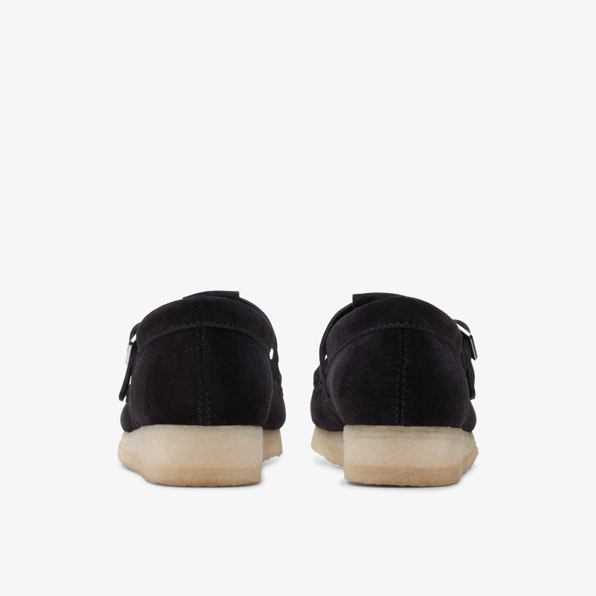 Clarks Wallabee T-Bar Black Suede Slip Ons Dame Sort | OXSLG-0574