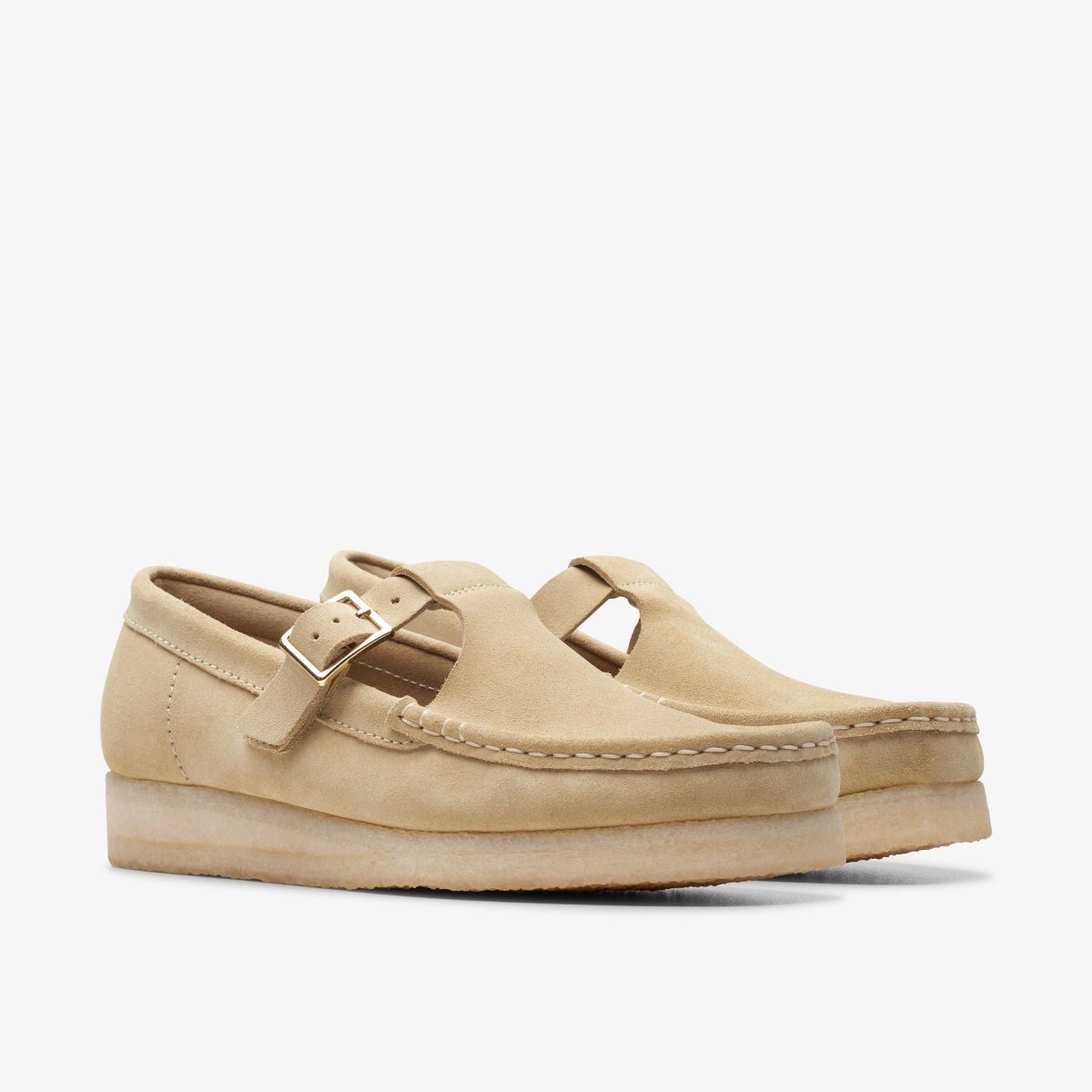 Clarks Wallabee T-Bar Maple Suede Slip Ons Dame Maple | OLNHU-4790