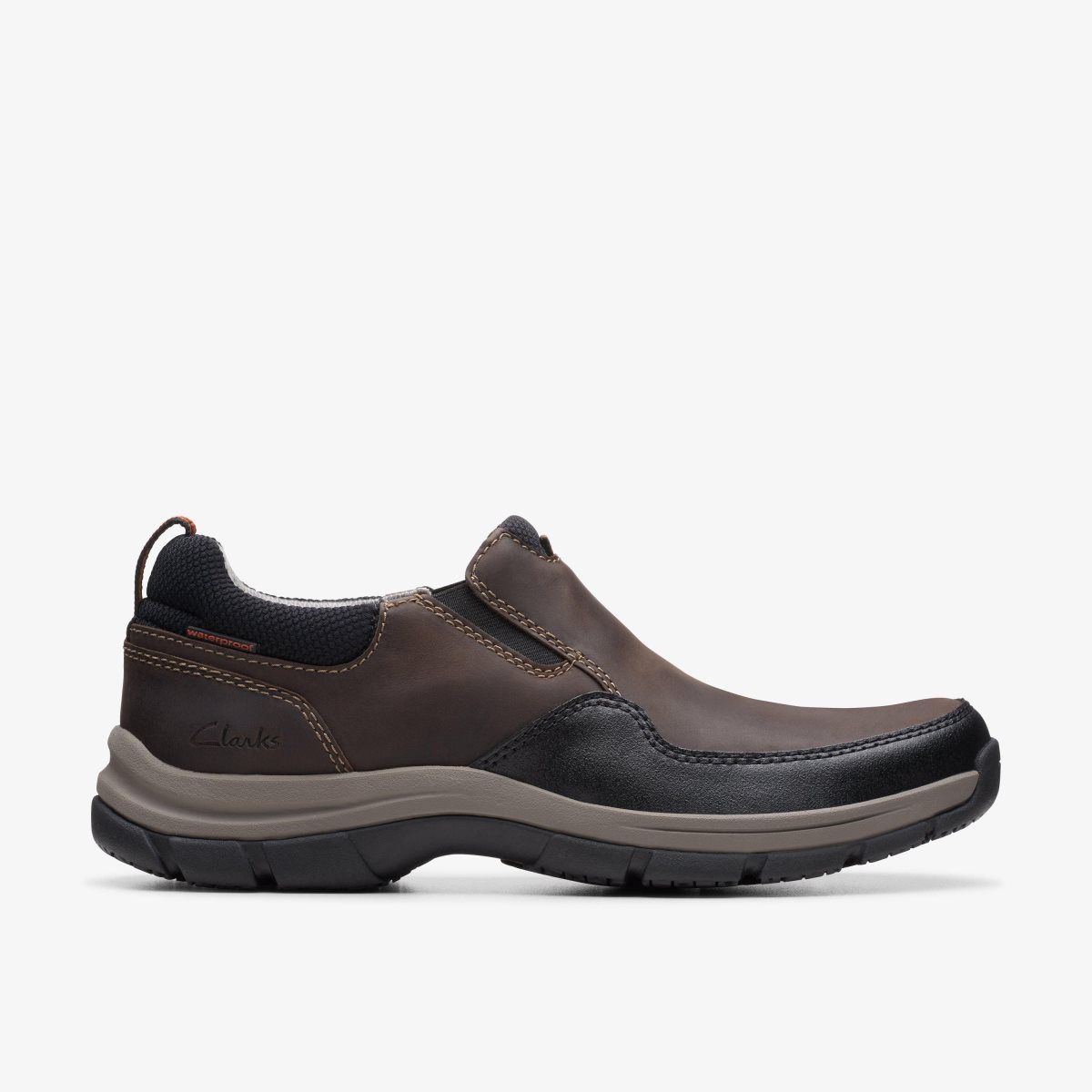 Clarks Walpath Step Dark Brown Leather Wedge & Slip On Sko Herre Mørkebrune | TEAPV-2315