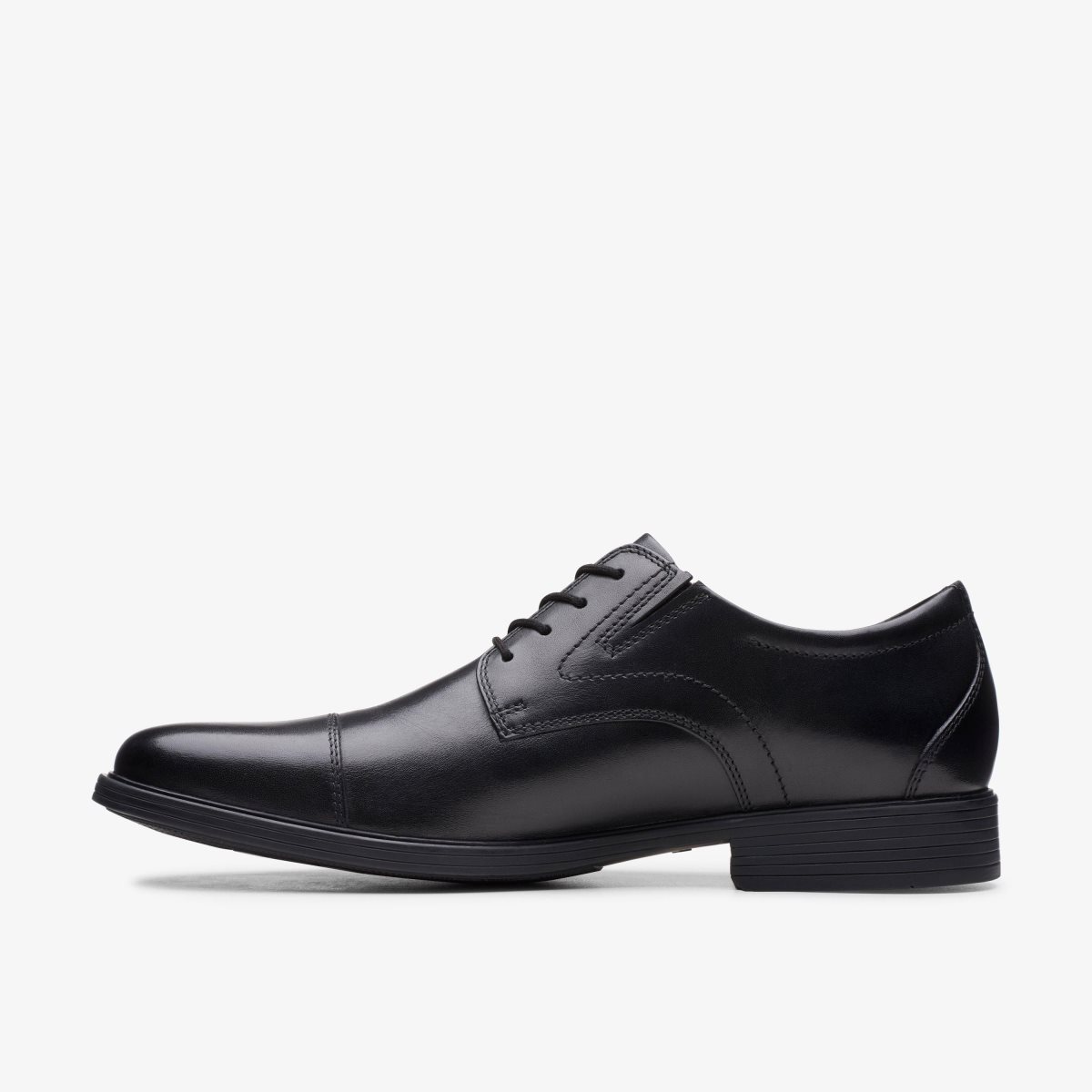 Clarks Whiddon Cap Black Leather Pæne Sko Herre Sort | REBMY-0465